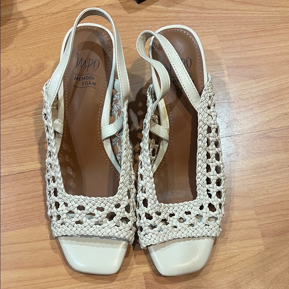 Impo Women's Cream Woven Slingback Sandals